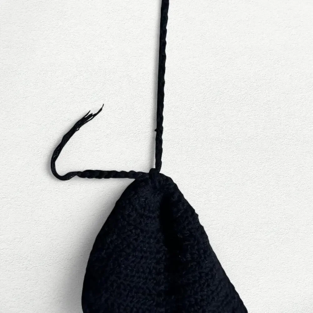 Heart of Sun Sol Triangle Bikini Top in Black Noir Crochet